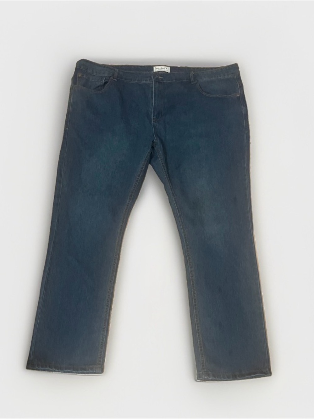 Smith & Mills Men's Straight Fit Stretch Jeans 44x30 Medium Dark Wash Blue Denim